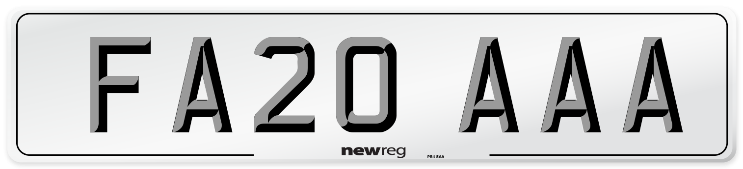 FA20 AAA Number Plate from New Reg